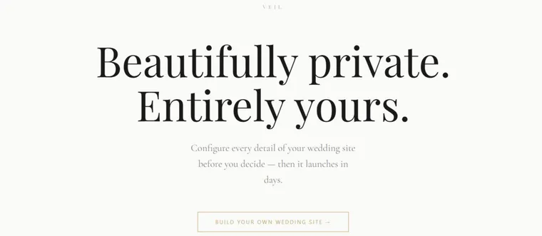Veil wedding website landing page
